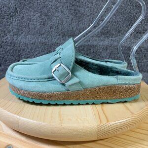 Birkenstock Buckley Shearling Clogs Womens Size 8 Suede Cork Sole Moccasin Shoes